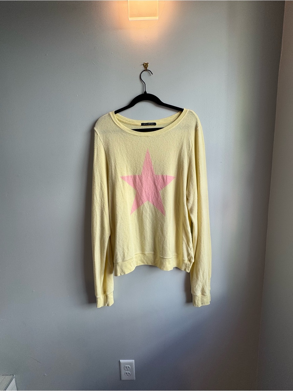 Wildfox Butter Yellow Sweatshirt Pink Star